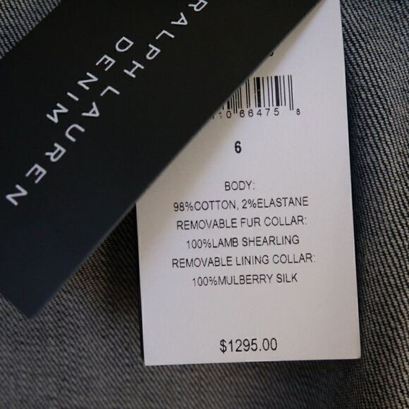 Ralph Lauren Black Label Denim Shearling Trimmed Metallic Coated Trucker Jacket - Picture 16 of 16